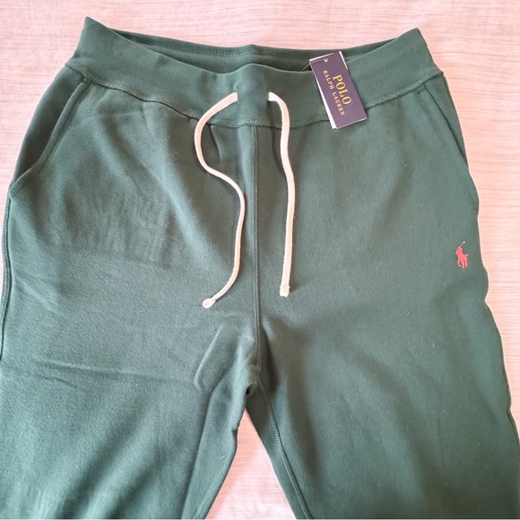 POLO RALPH LAUREN RL Athletic Fleece Sweatpants/Joggers Green Orange Pony - Picture 3 of 14